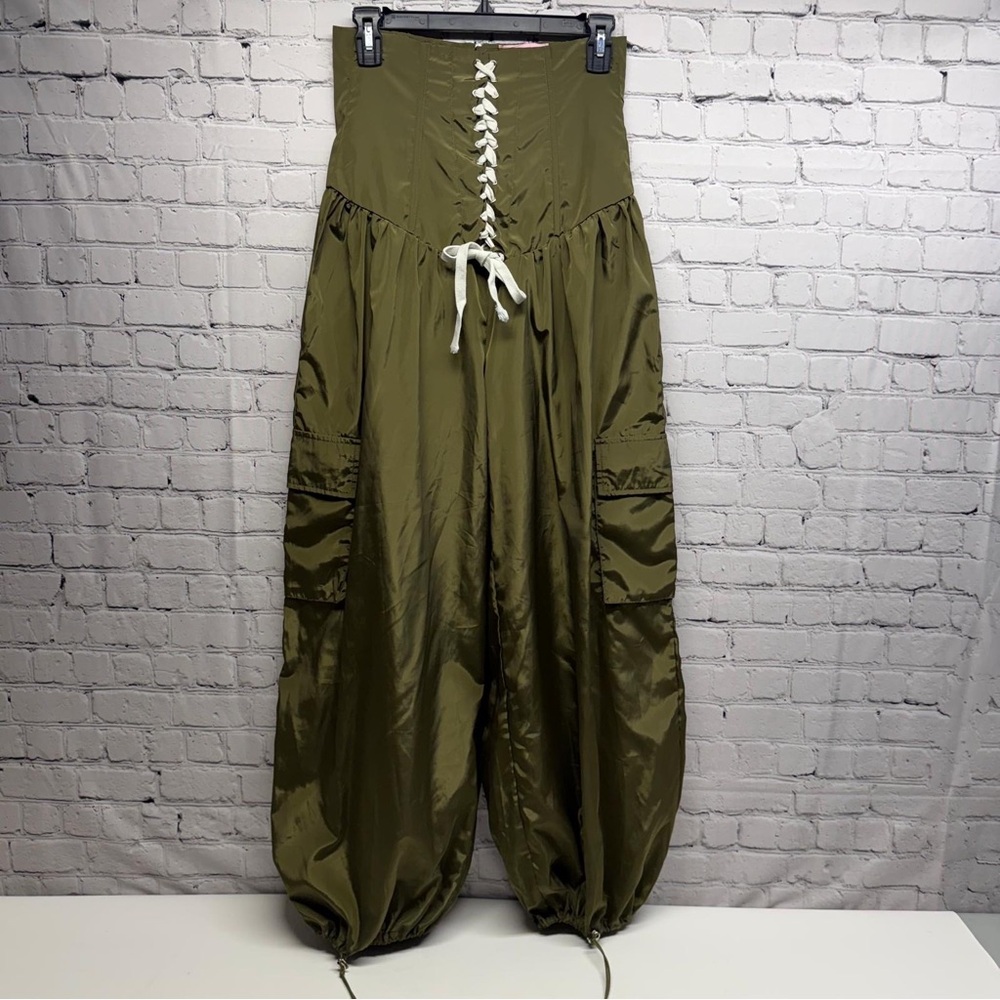 Wide Leg Utility Cargo Pants - Olive - Picture 2 of 11